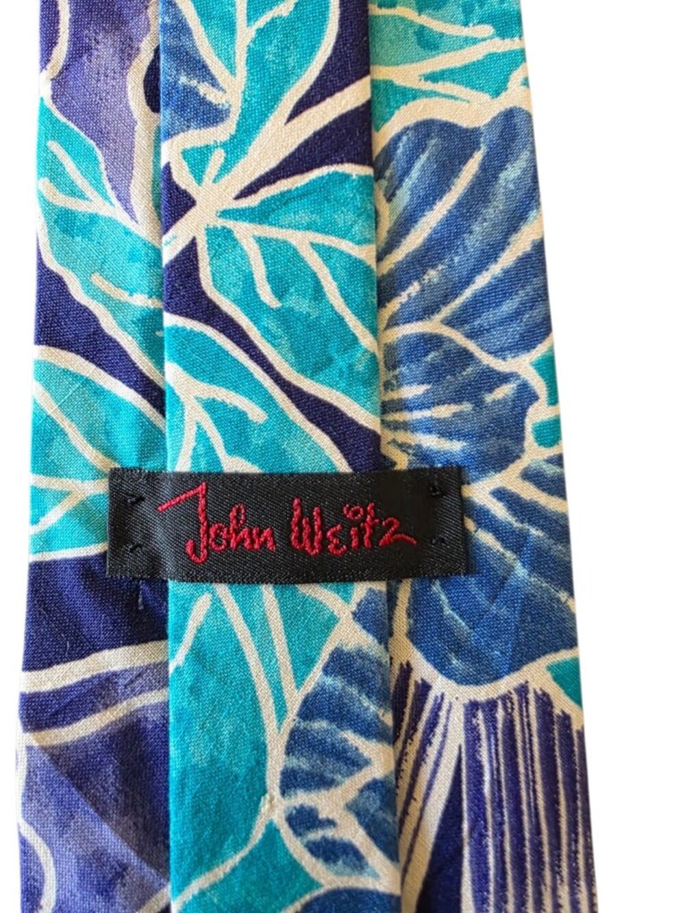 John Weitz Tropical Floral Cotton Tie Hawaiian Beach Wedding Resort Necktie - Picture 11 of 11